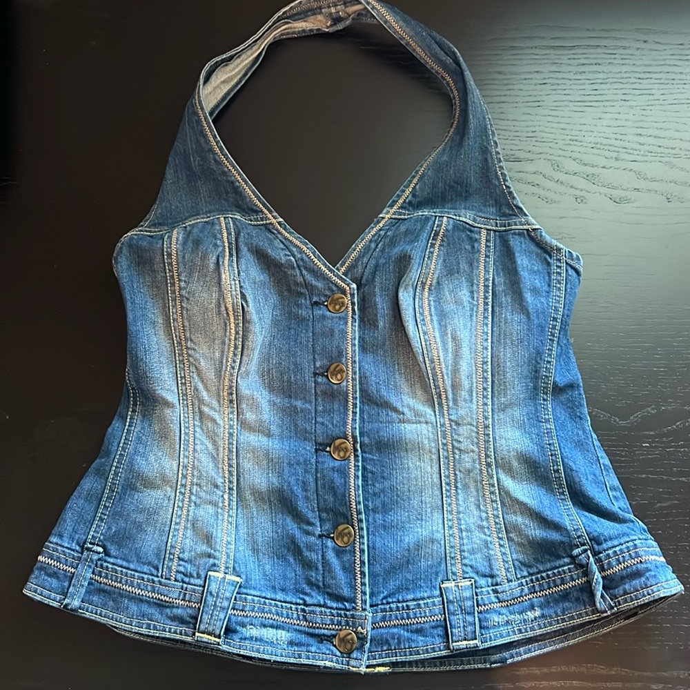 Lane Bryant Venezia Denim halter Top Vest size 14